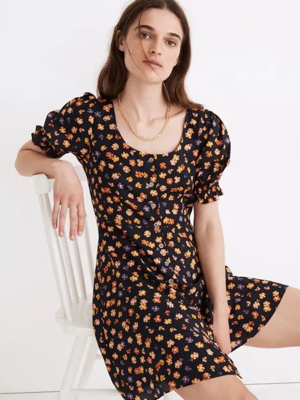 NWT! Madewell Navy Floral Button Dress